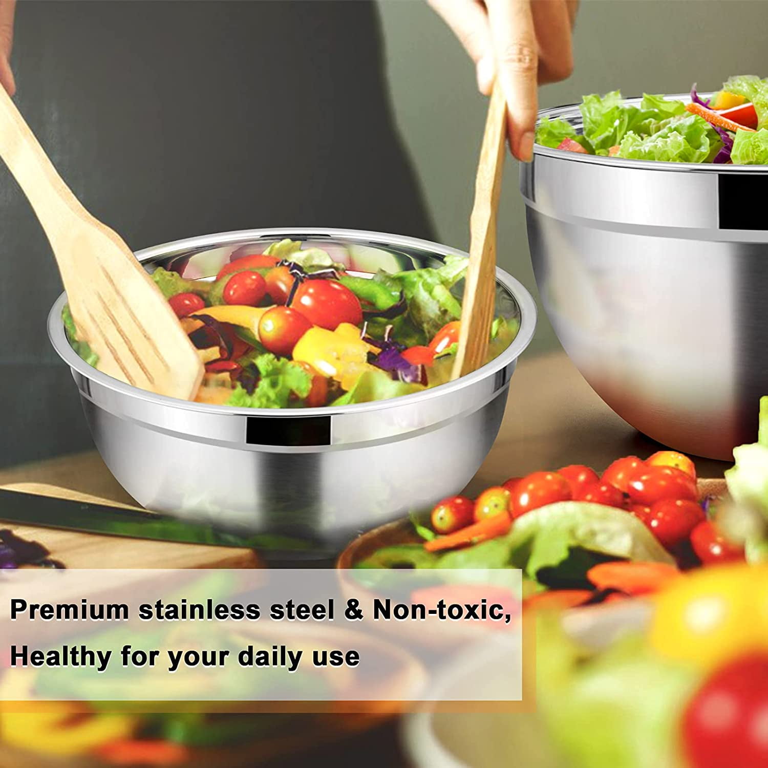 New Mix & Mingle 3 Pcs Stainless Steel Salad Bowl /denmark Tools Stainless  Steel Salad Bowl /beautiful New Stainless Salad Bowl 