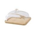 thumbnail image 1 of Soporte para tartas con cúpula de cristal, bandeja para tartas, mantequera, plato decorativo para postres. Madera de bambú, 1 of 9
