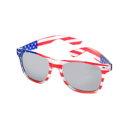 Independence Day Old Glory Rim Patriotic Mirrored Sunglasses Costume Accessory