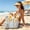 73#Beige, variant on PVC Striped Beach Tote Bag Waterproof, Large Capacity Swimming Pool Bag with Zipper Pouch, Detachable Valuables Holder for Gym and Travel, Mesh Beach Handbag for Outdoor Activities
