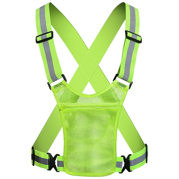 Chaleco Reflectante para Correr Al Aire Libre Tirantes Ropa Reflectante para Correr Noche Chaleco Reflectante para Ciclismo Con Bolsillo (con Verde)