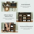 thumbnail image 4 of TROPOW Hall Tree Shoe Bench Industrial 6 in 1 Coat/Shoe Rack with 5 Hooks, 9 Storage Cubbies with Bookshelf and Small Blackboard, for Entryway, Hallway, Living Room (Brown, 31.5 inch), 4 of 7
