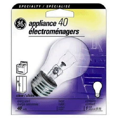 1PC GE GE 15206 Clear Appliance Lamp, 40 Watts, 120 Volt