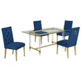 thumbnail image 1 of 5pc. 68" x 40" Glass Dining Set with 4 Chairs and Gold Stainless Steel, 1 of 4