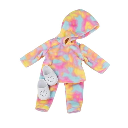 My Life As Loungewear Fashion Set for 18-inch Doll, 3 Pieces Included, Pink Yellow Blue Tie-Dye