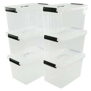 Sterilite 50 Qt Shelftote, Stackable Storage Bin With Latching Lid, Plastic  Container To Organize Closet Shelves, Clear Base And Gray Lid, 12-pack :  Target