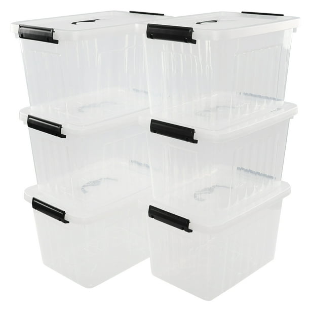 Doryh 12 Quart Clear Plastic Storage Bin, Stackable Storage Box with