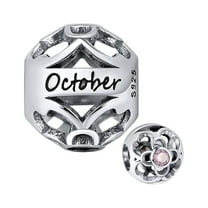 Birthstone Charms for Bracelet Sterling Silver CZ Womens Ginger Lyne Collection