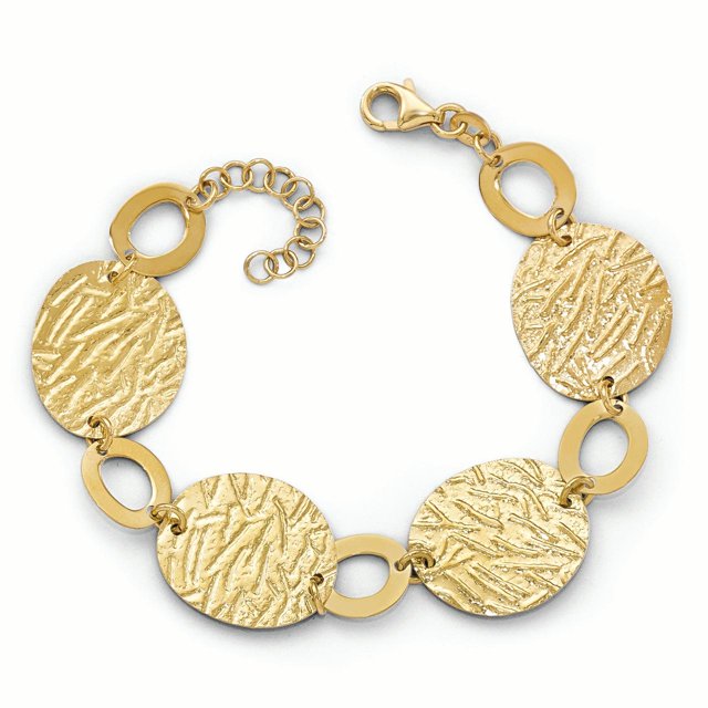 925 Sterling Silver Gold Plated 1 Inch Bracelet Fancy