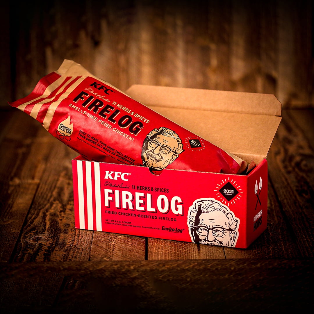KFC Firelog 11 Herbs & Spices Firelog Enviro-Log Fire Smells Like Fried Chicken 