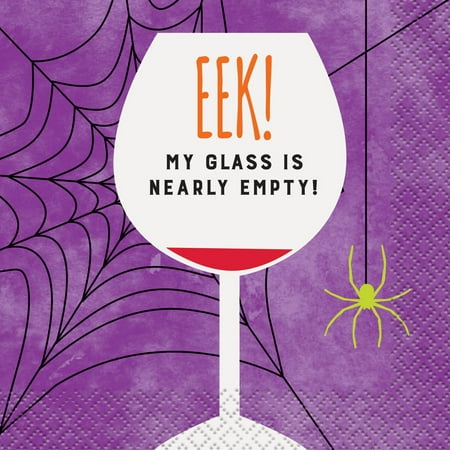 EEK Empty Glass Halloween Cocktail Napkins, 5 in, 16ct