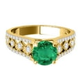 thumbnail image 2 of Mauli Jewels Engagement Rings for Women 1.20 Carat Halo Unique Design Emerald And Diamond Engagement Ring Crafted 4-prong 14k Solid Yellow Gold, 2 of 7