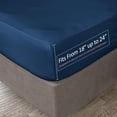 thumbnail image 3 of Extra Deep Pocket 6 Piece Bed Sheet Set – Super Deep Fitted Sheet Fits Mattress from 18-24 inces Depth – Double Brushed Microfiber Sheets with 4 Pillow Cases, King, Navy Blue, 3 of 7
