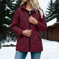 thumbnail image 4 of Womens Rain Jacket Autumn Long Hooded Drawstring Waist Waterproof Pockets Raincoat, 4 of 7