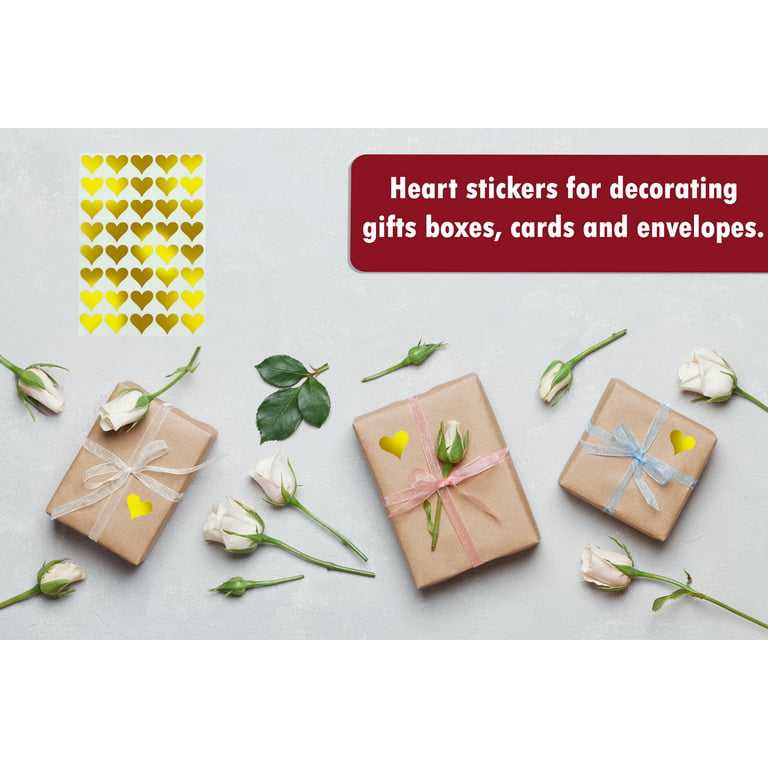 Gold Heart Stickers for arts and crafts, Envelope Seals Foil Hearts, One  size - 200 pack