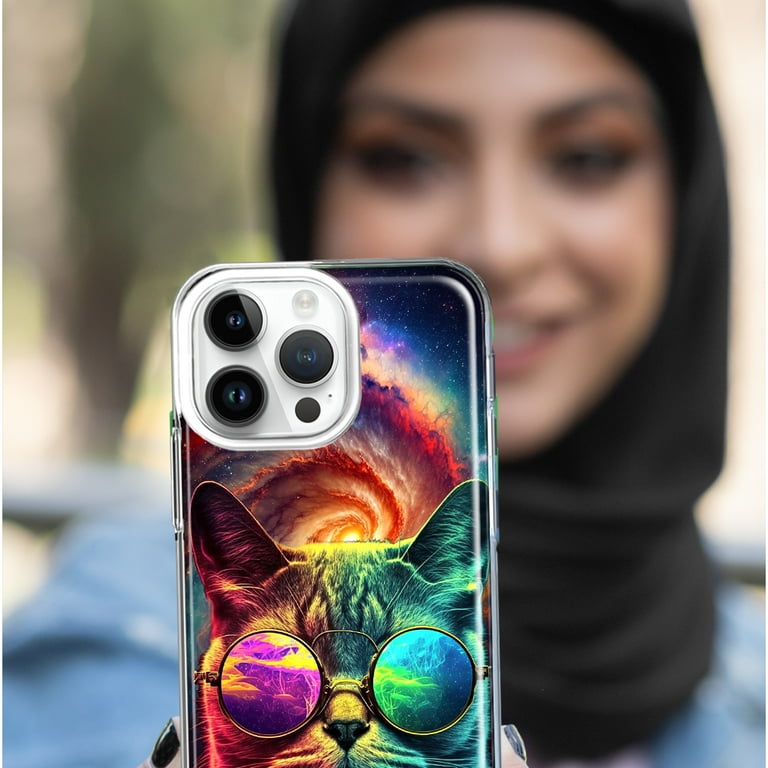 MUNDAZE Apple iPhone 13 Neon Rainbow Galaxy Cat Shockproof