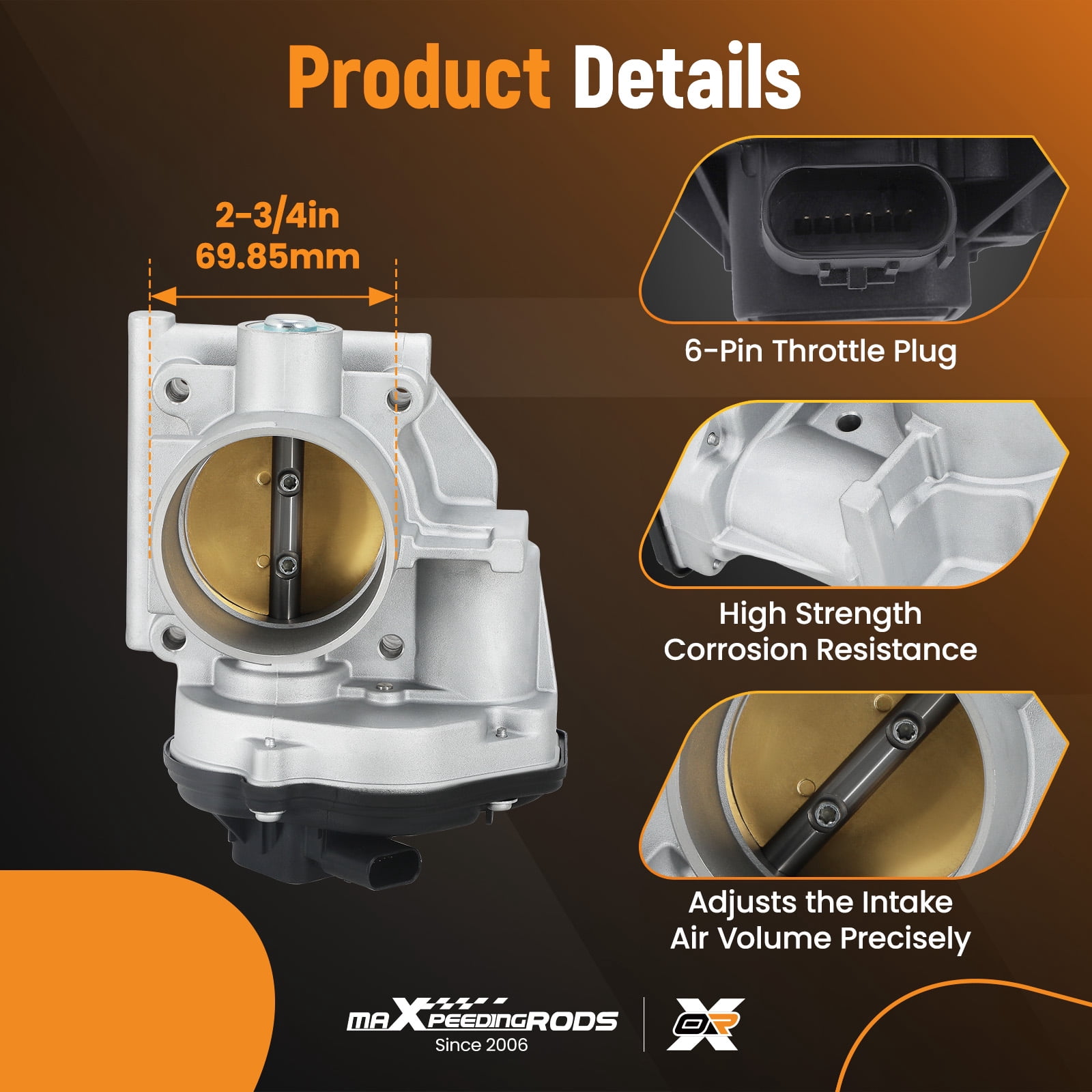 maXpeedingrods Electronic Throttle Body S20025 for Ford Five Hundred Freestyle 2005-2007, for Mercury Montego 2005-2007, 67-6008 67-6007 5F9Z9E926AA TB1016