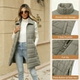 thumbnail image 4 of Women Long Puffer Vest Solid Color Full Zip Up Quilted Sleeveless Jacket Lightweight Winter Puffer Outerwear, 4 of 6