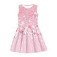 thumbnail image 3 of FOR U DESIGNS Cherry Blossom Tank Top Dress Midi Playwear Novelty Pink Elastic Waist Jumpskirt Trendy Going Out Twirly Skater Dress for Girls, Sleeveless Swing Dress Size 7-8, 3 of 6