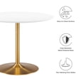 thumbnail image 5 of 40 Inch Dining Table, White Gold, Wood, Metal, Mid Century Kitchen Cafe Bistro Hospitality Restaurant, Modern Contemporary HB34607, 5 of 7