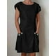 thumbnail image 1 of Women Retro Short Sleeve Solid Color Pocket Buttons Midi Dress Casual O Neck Cotton Linen Dresses Harajuku Clothing VestidosS Gao Jinjia LED, 1 of 2