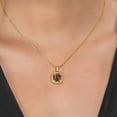 thumbnail image 3 of Gem Stone King 18K Yellow Gold Plated Silver Red Tiger Eye and White Diamond Pendant Necklace for Women (2.01 Cttw, Gemstone Birthstone, Cushion 8MM, with 18 inch Chain), 3 of 3