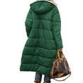 thumbnail image 2 of Innerwin Overcoats Long Sleeve Ladies Fleece Jacket Winter Hooded Loose Sherpa Coat Green L, 2 of 3