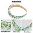 thumbnail image 4 of Unique Bargains Bling Rhinestone Headband Green Crushed Turquoise Rhinestone Wide Edge Hairband for Women 4.72"x1.65", 4 of 7