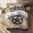 thumbnail image 2 of Independence Day American Star Queen Size Comforter Set, 4th of July Newspaper Red Blue Star Bedding for All Seasons, 4 Pcs Bed Set, 1Quiltcover (90"x92") ,1Sheet(94"x116"), 2Pillowcases (30"x20"), 2 of 9
