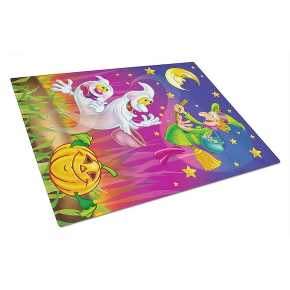 Carolines Treasures APH3799LCB Witch and Ghosts Halloween Glass Cutting Board Large, 12H x 16W, multicolor