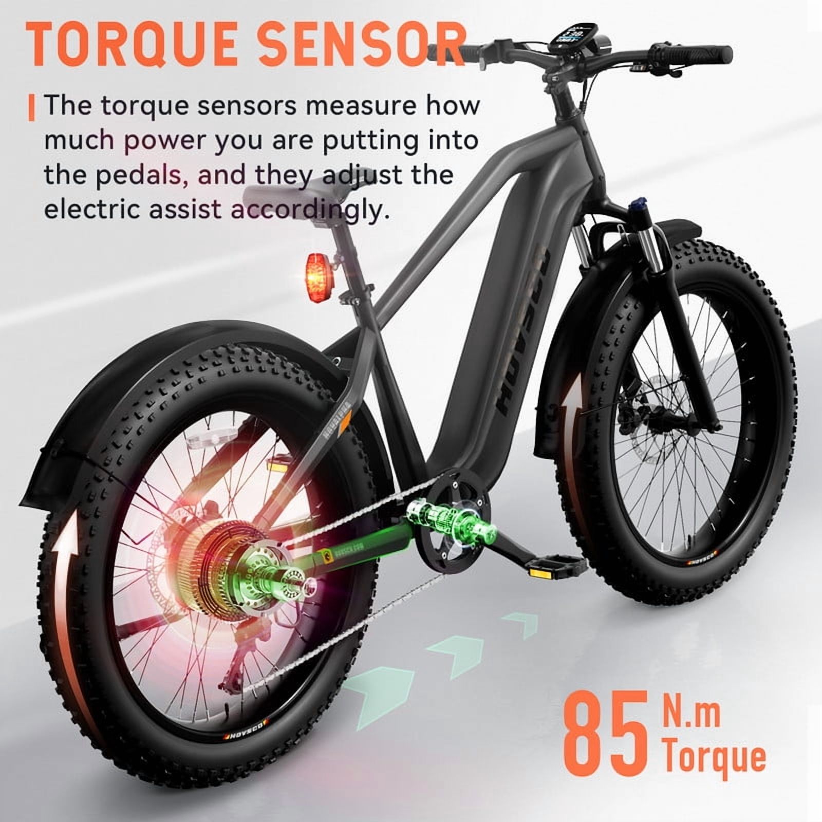 HOVSCO HovAlpha 26" Fat Tire Electric Bike, 750W Electric Mountain Bike for Adults, 48V/20AH Samsung/LG Battery, APP Control, UL2849, Deep Gray