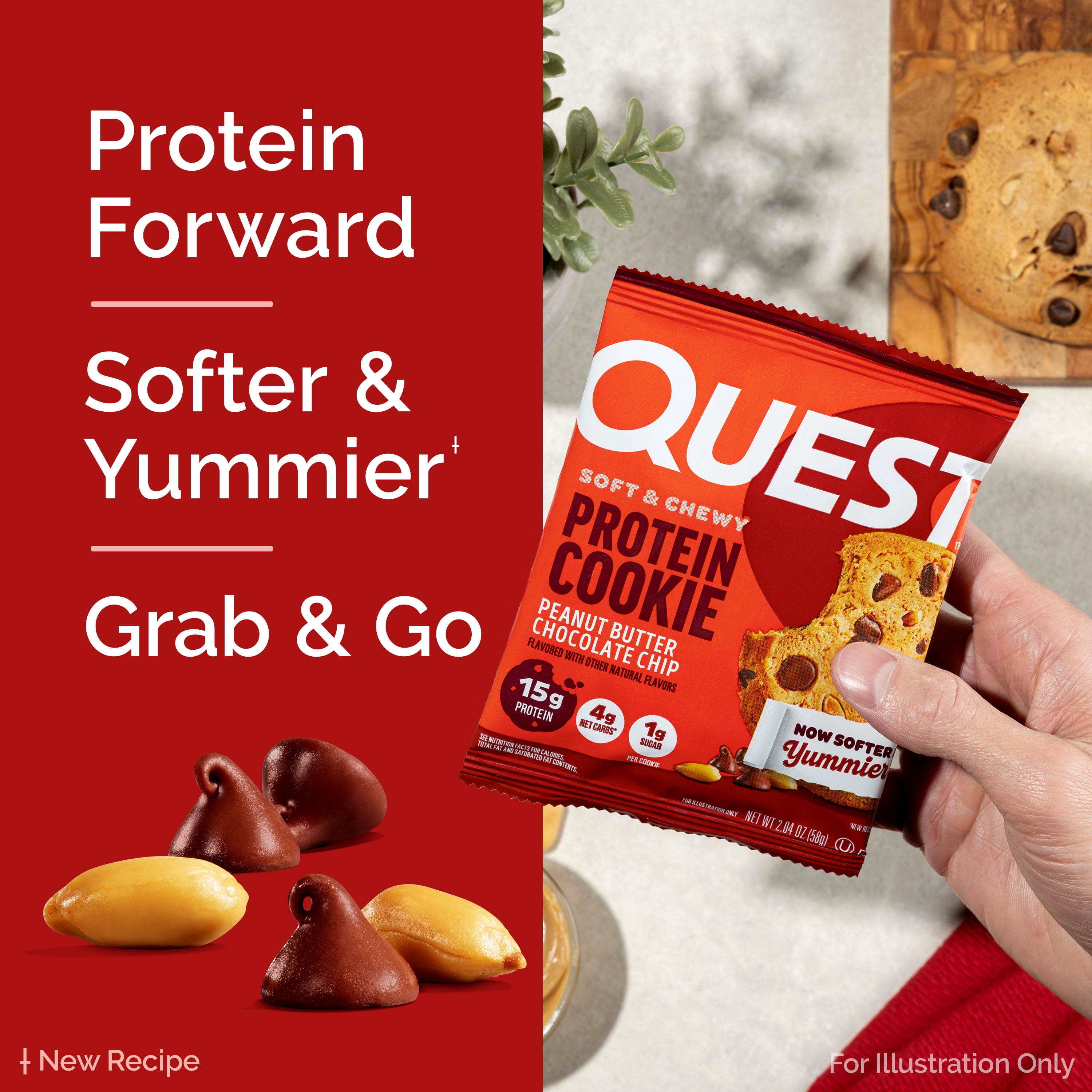 (2 pack) Quest Protein Cookies, High Protein, Peanut Butter Chocolate Chip, 4 Ct