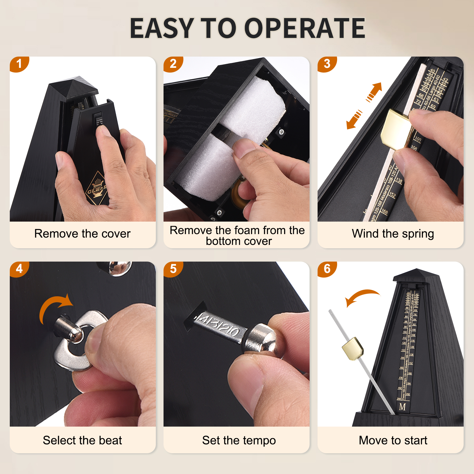 Mechanical Metronome for Piano Guitar Bass Violin Drums with Loud Sound and High Precision