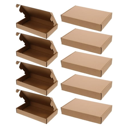 HOMEMAXS 10 Pcs Cardboard Boxes Kraft Paper Box 25.00X15.00X4.00CM Brown