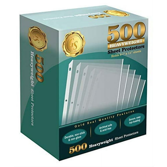 500/Box Clear Heavyweight Poly Sheet Protectors by Gold Seal, 8.5" x 11"
