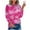 Hot Pink, variant on Oalirro Round Neck 3/4 Sleeve Tops for Women Summer Dressy Floral Print Womens Long Sleeve Tops Dressy
