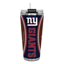New York Giants 32 ounce vacuum insulated stainless steel tumbler with Gameball graphic