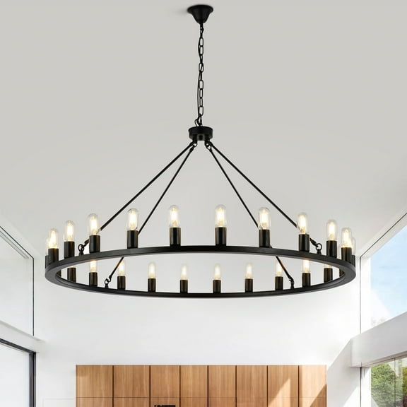 Aiwen Dimmable Ambience Decorative Ceiling Light 24 Candle Style Lights Wagon Wheel Chandelier