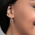 thumbnail image 4 of Gem Stone King 18K Yellow Gold Plated Silver Blue Iolite and White Created Sapphire Dangle Earrings for Women (1.66 Cttw, Gemstone, Heart Shape 6MM), 4 of 5