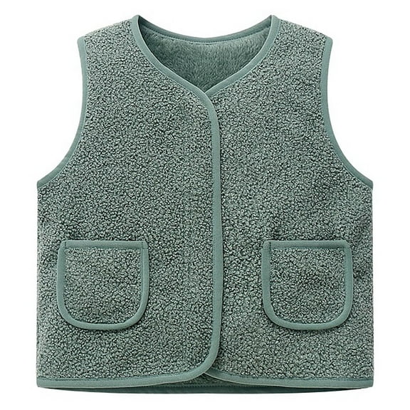 Toddler Baby Boy Girl Fleece Vest Fuzzy Sherp𝐚 Fleece Lined Sleeveless Waistcoat Fall Winter Faux Fu𝐫 Jacket with Pocket Coat