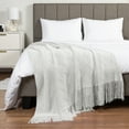 thumbnail image 2 of PAVILIA White Knit Throw Blanket for Couch, Twin Bed, Soft Knitted Farmhouse Sofa Throw for Living Room, Lightweight Decorative Summer Blanket for Chair, Outdoor Textured Boho Blanket, 60x80, 2 of 9