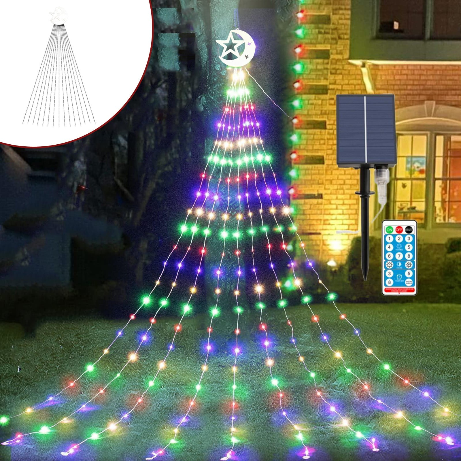 Viflosae Solar Christmas Lights Outdoor Chrismas Solar Outdoor String Lights,patio Rainproof Decorative Christmas Tree,waterfall Christmas Lights, Outdoor Hanging Patio Porch