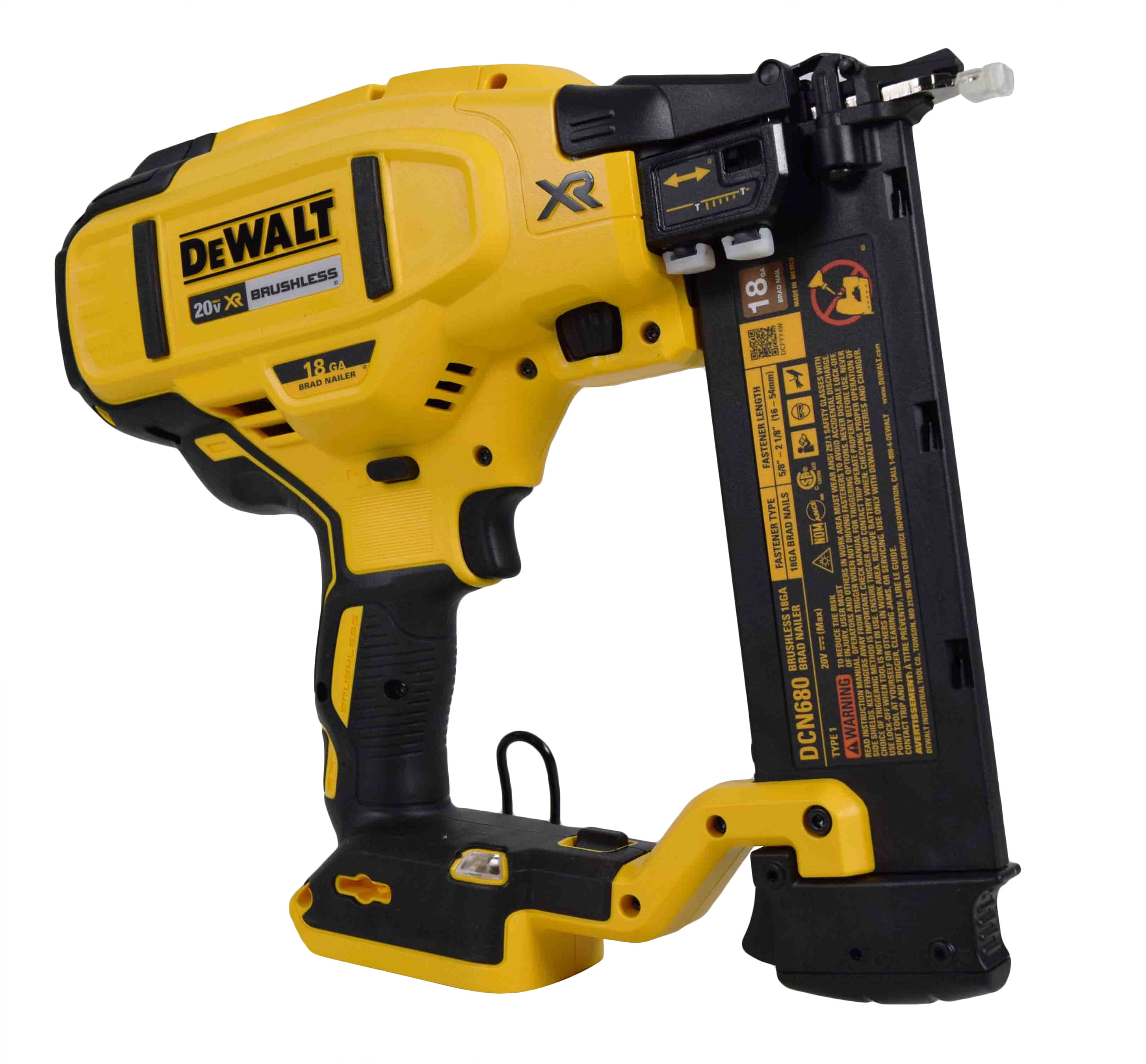DEWALT DCN680B 20V MAX 18-Gauge Cordless Brad Nailer – Brushless Motor, Tool-Free Adjustments (Bare Tool)