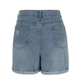 thumbnail image 4 of dazeni Women's Casual Ripped Denim Shorts High Rise Distressed Rolled Hem Pull on Jeans Shorts with Pocckets Summer Hot Short Blue M, 4 of 5