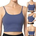 thumbnail image 2 of Women Summer Tops Fashion Women Sleeveless Casual Vest Ladies Chest pad movement Short Tank Tops with 6 Body Top Camisole with Bra Sequin Top Dip Runaways Boy Girl Sock Cardigan Set Dark Blue 2XL, 2 of 5