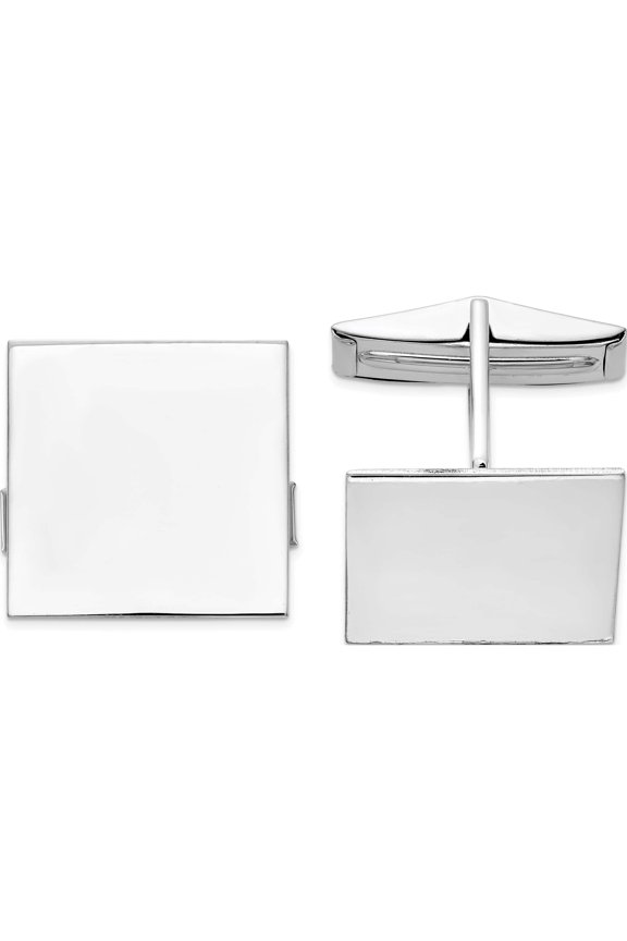 14K White Gold Wg Men's Square Cuff Links (17 X 17) Made In United States mc254