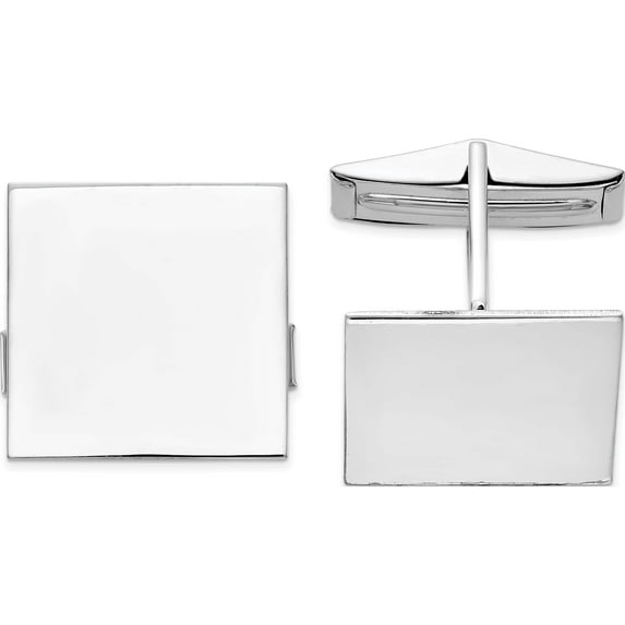 14K White Gold Wg Men's Square Cuff Links (17 X 17) Made In United States mc254