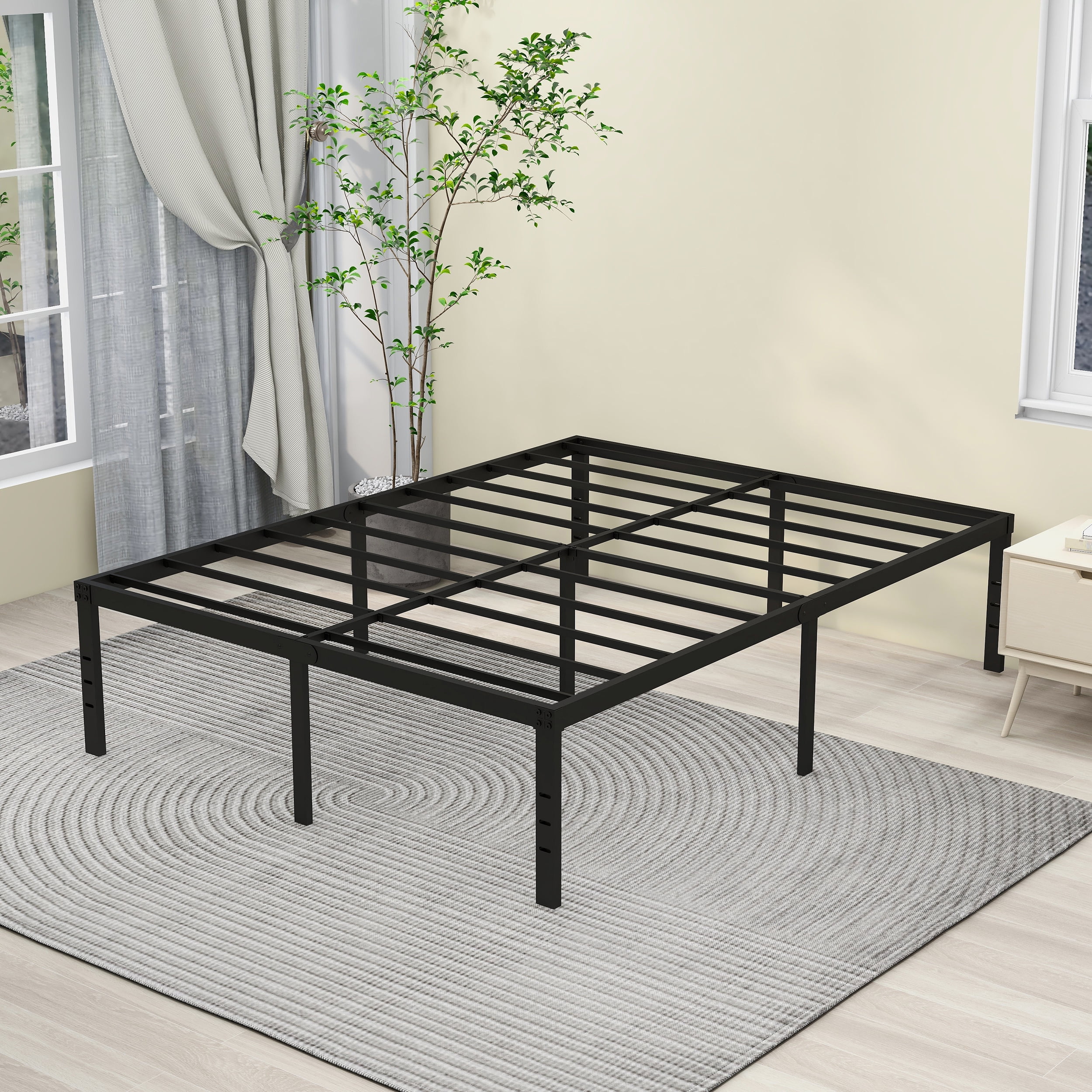 NNV 18" 3500 lbs Heavy Duty Queen Bed Frame, Duty Steel Slat Metal Bed