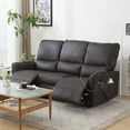 thumbnail image 3 of Reclining Sofa,Recliner Sofa 3 Seater with Lumbar Support ,Manual Reclining Home Theater Seating ,Loveseat Recliner Couch with USB Port,Faux Leather recliner chair for Living Room,Brown, 3 of 12