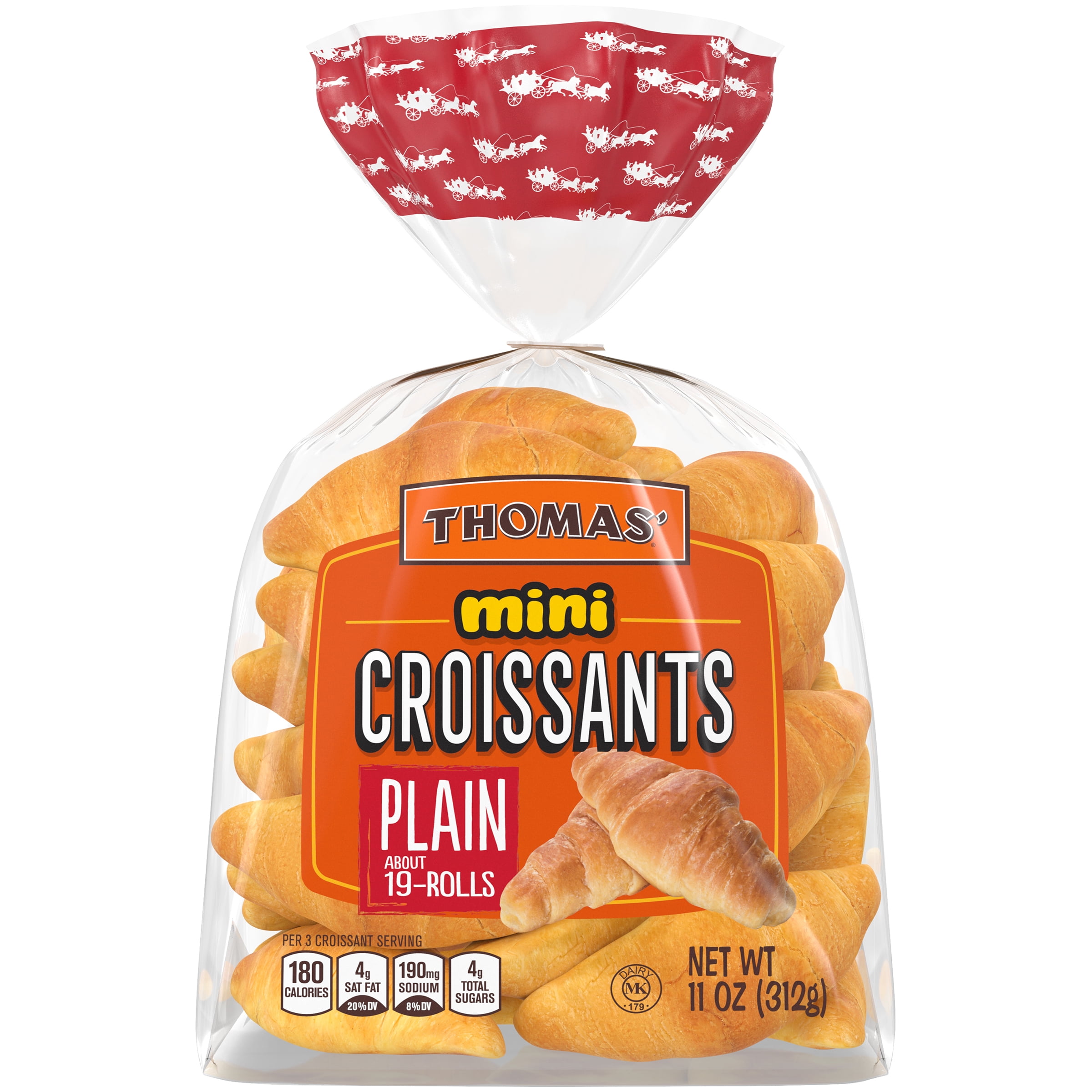 Thomas Plain Mini Croissants, 11 Oz Bag of Mini Pastries